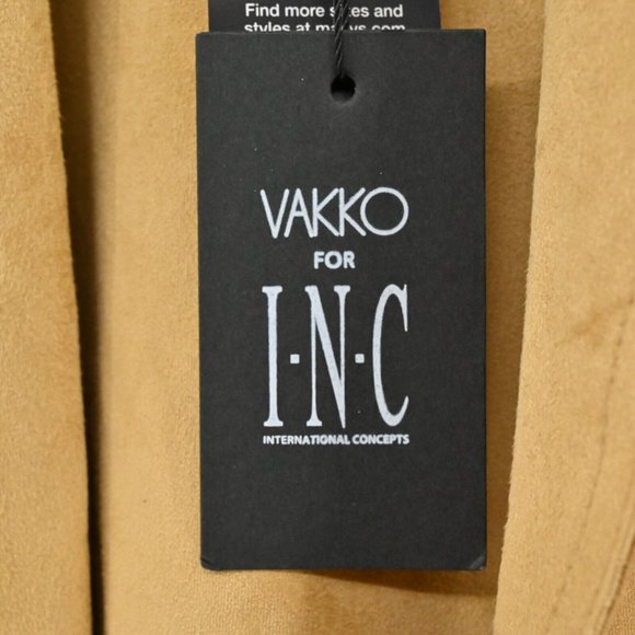 New VAKKO FOR INC INTERNATIONAL CONCEPTS Womens XL Draped Jacket Tan Faux Suede - Picture 10 of 10